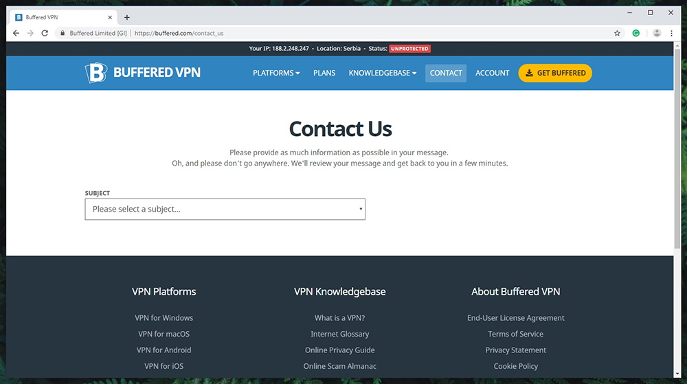 Buffered VPN Customer Support