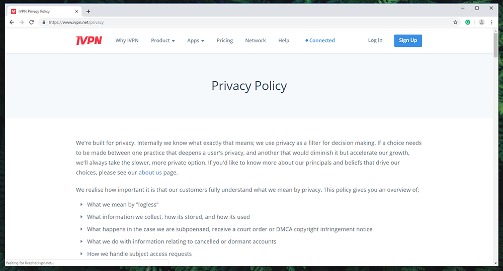 IVPN Privacy Policy