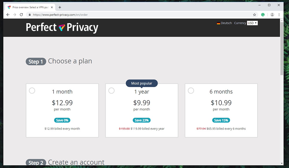 Perfect Privacy VPN Pricing