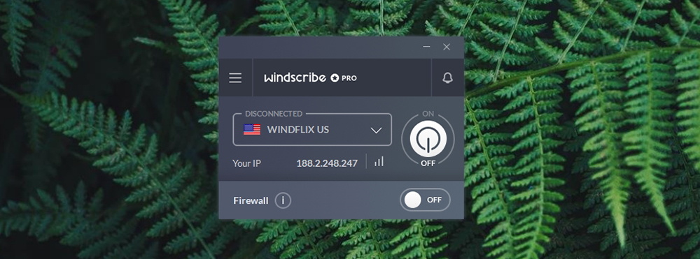 Windscribe VPN Home Screen Compact