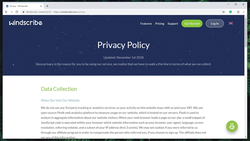 Windscribe VPN Privacy Policy