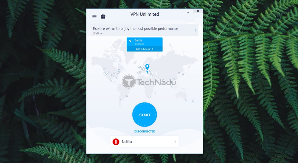 Home Screen UI of VPN Unlimited