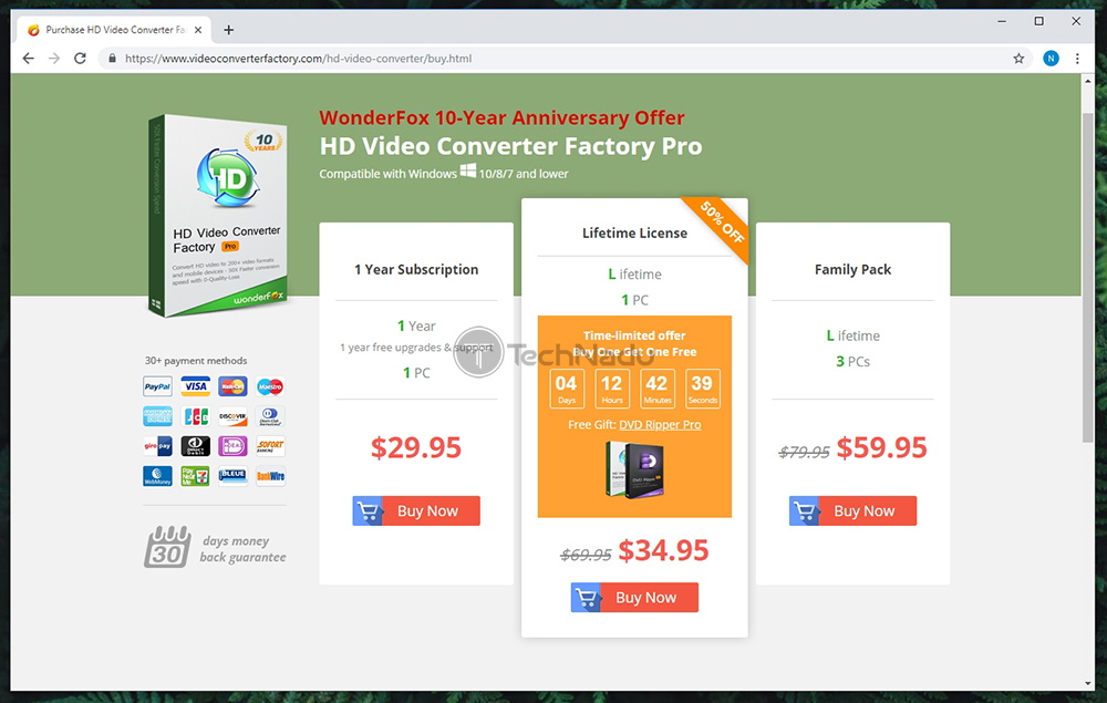 Link to HD Video Converter Factory Pro Pricing Page
