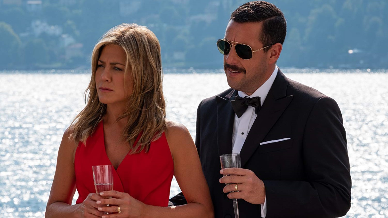 Still from Murder Mystery with Jennifer Aniston and Adam Sandler