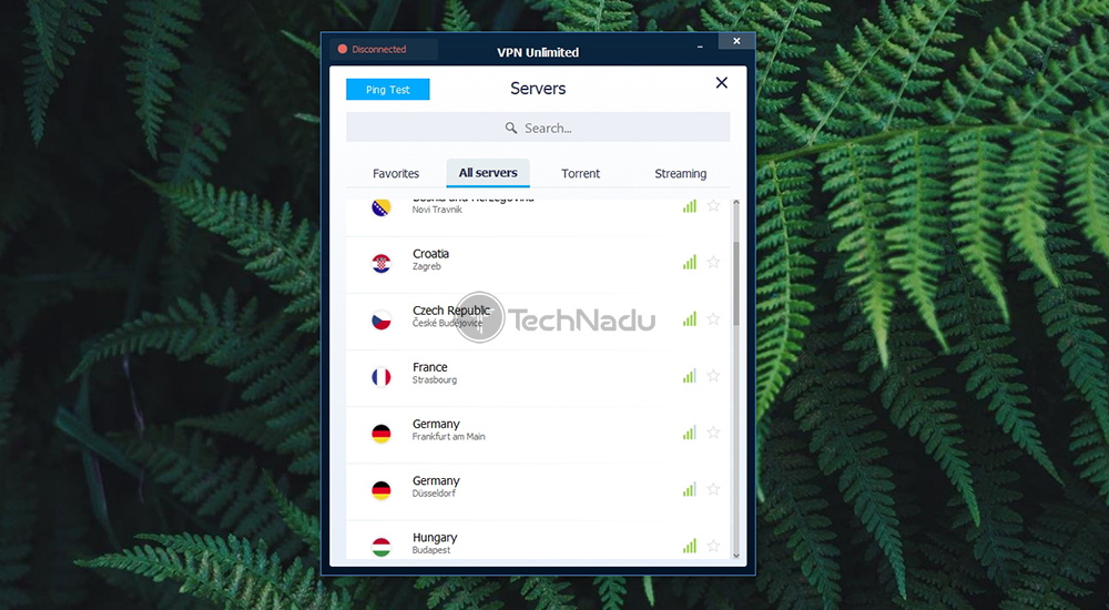 Server Selection of VPN Unlimited