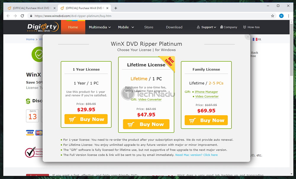 WinX DVD Ripper Platinum Pricing