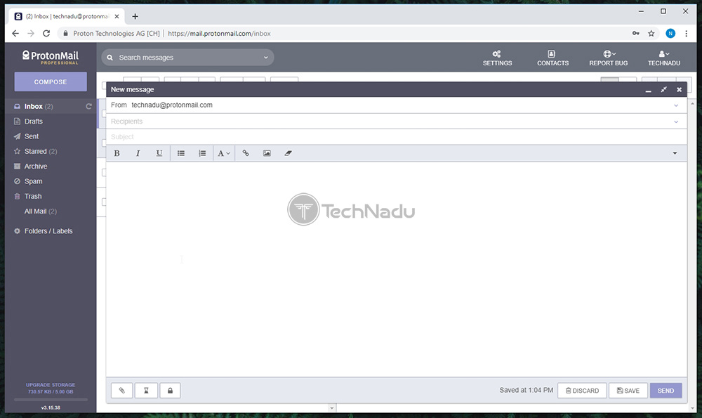 Compose New Email UI ProtonMail