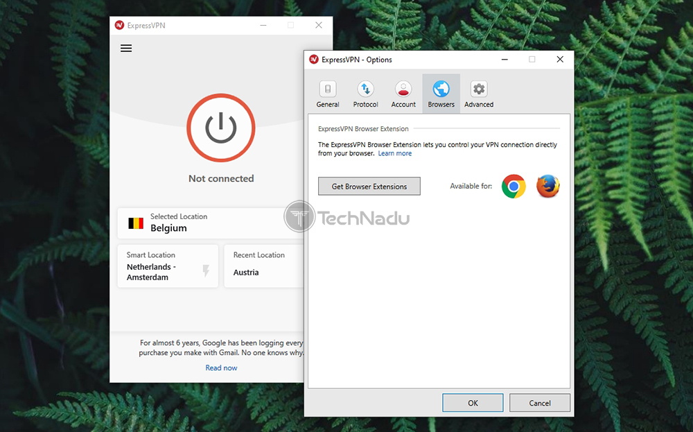 ExpressVPN Browser Extensions UI