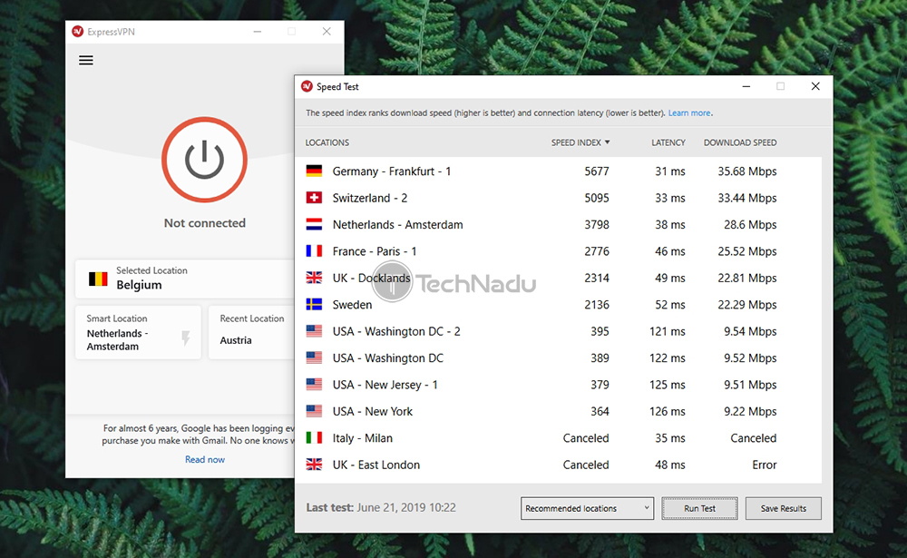 ExpressVPN Speed Test UI