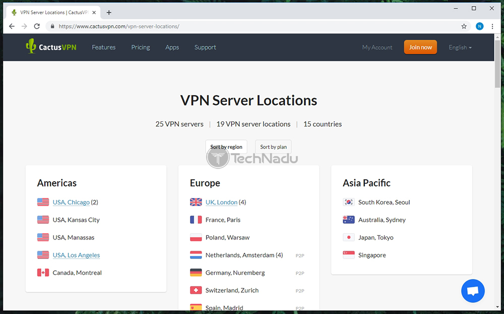 Number of Servers Offered by CactusVPN