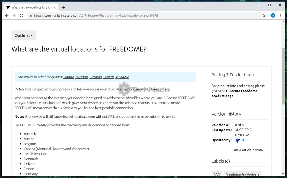 Server Count F-Secure Freedome VPN