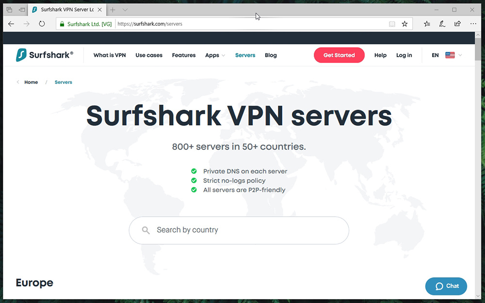 Server Info Page Surfshark Website