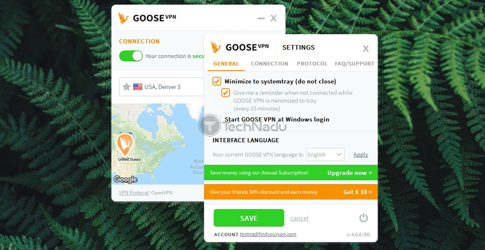 General Settings UI Goose VPN