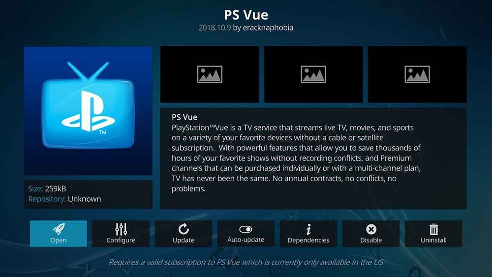 PS Vue Kodi Addon