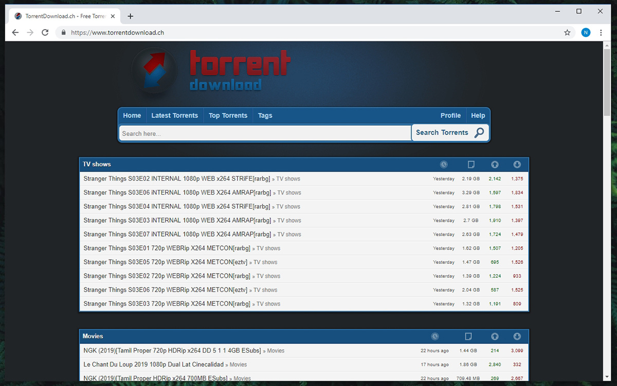 TorrentDownload.ch Search Engine