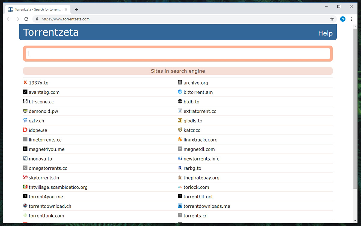 محرك البحث Torrentzeta