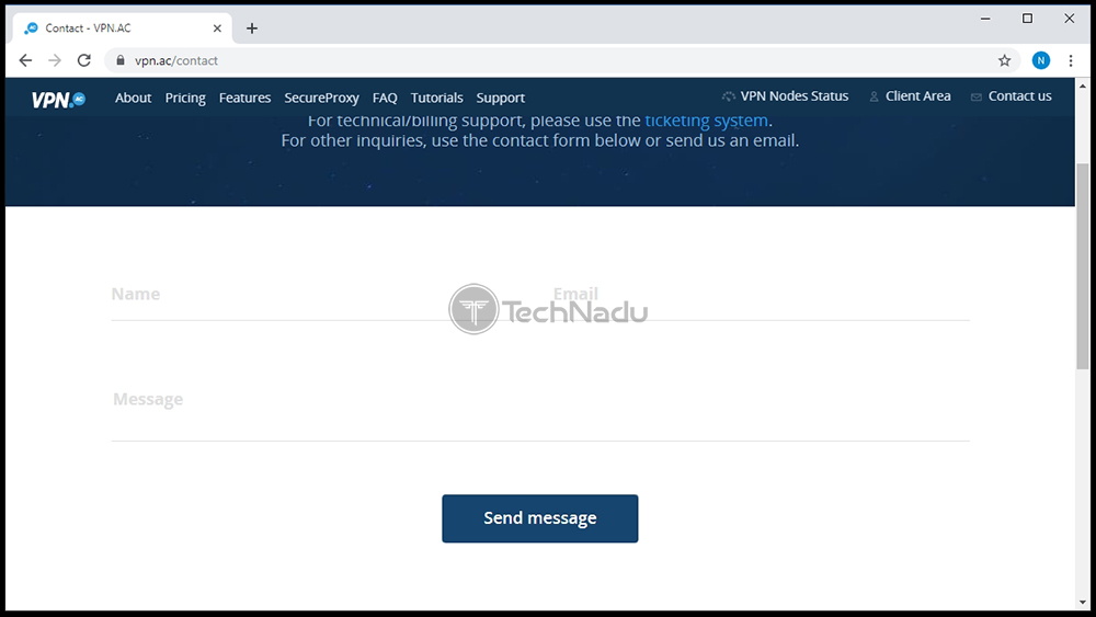 Customer Support VPN.AC Website