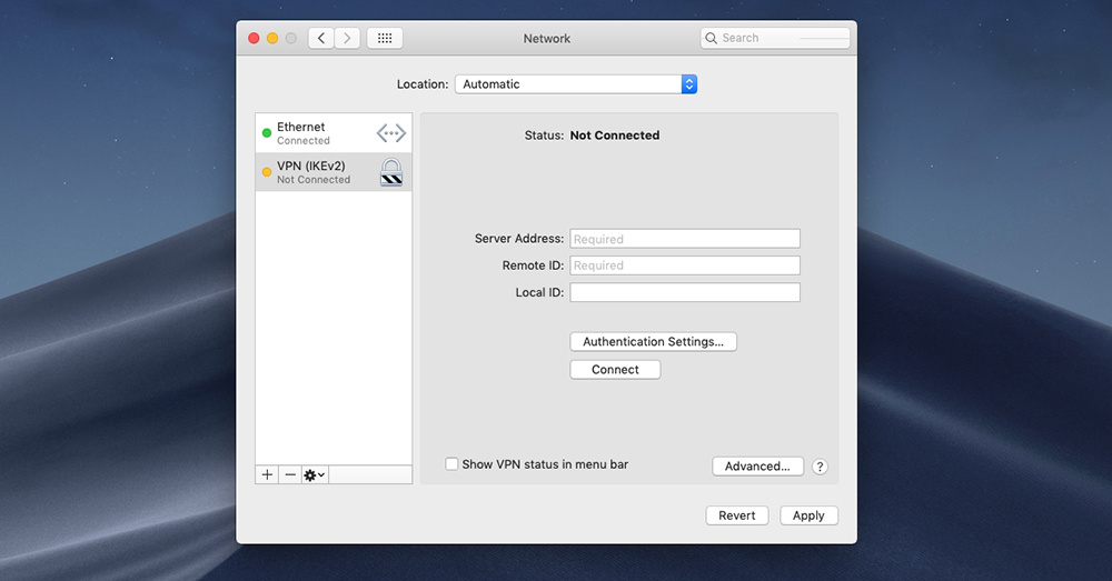 VPN Network Server Setup macOS