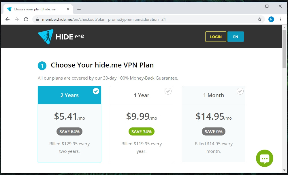 Link to hide.me VPN pricing page