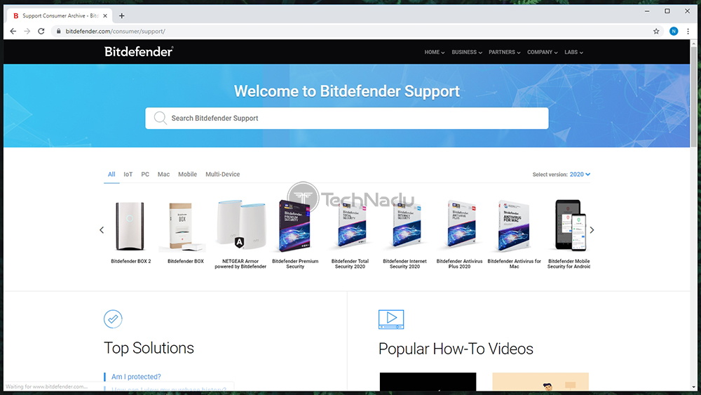 Customer Support Bitdefender Website