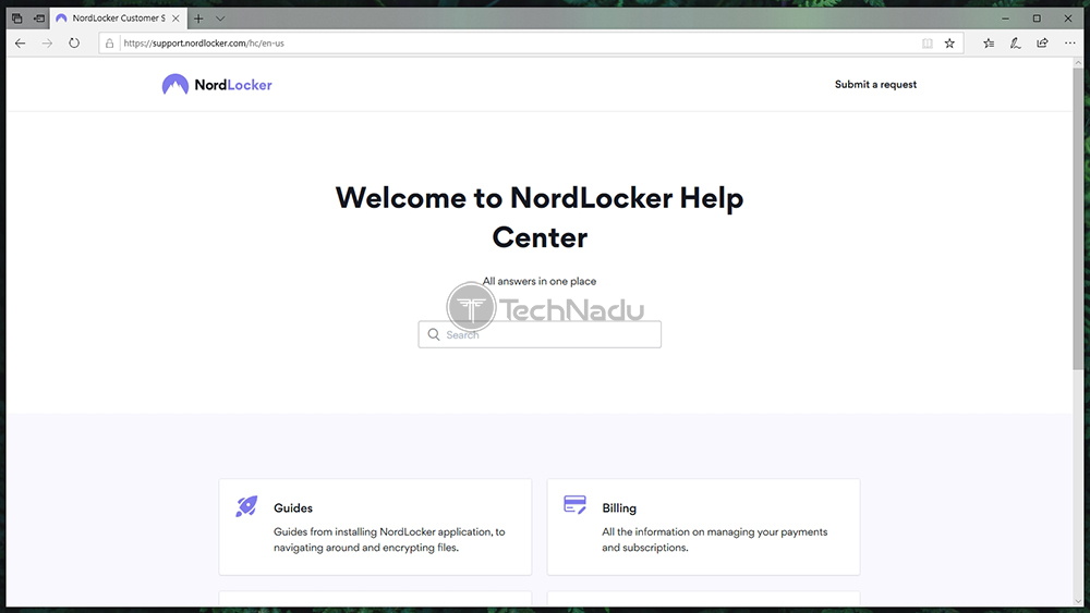 Customer Support Portal NordLocker Website