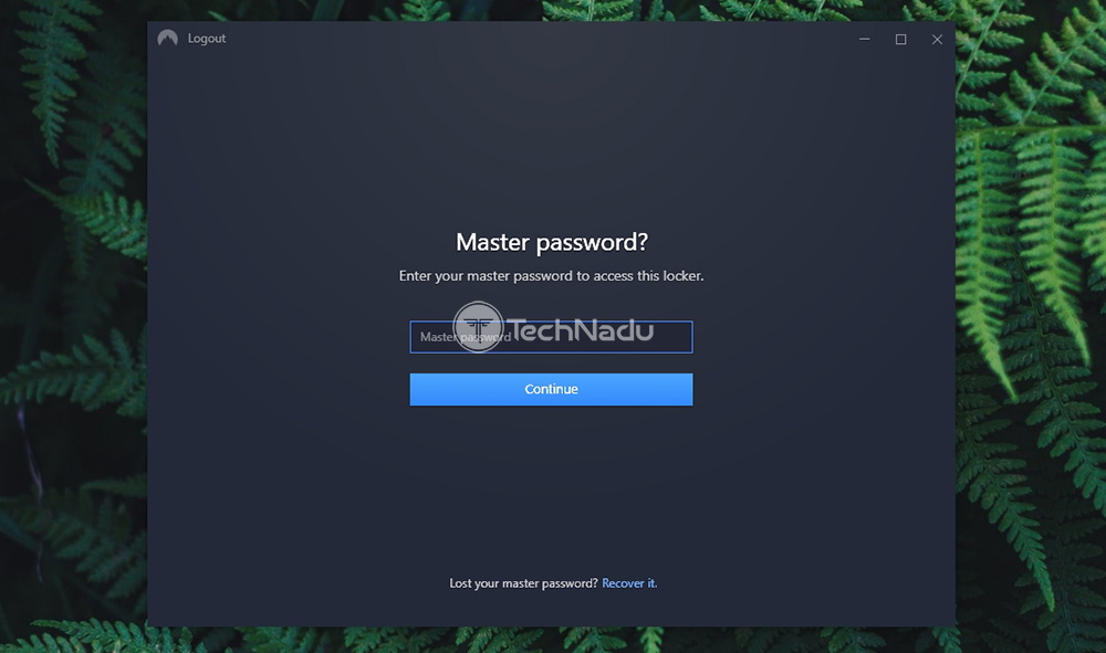 Master Password Screen NordLocker