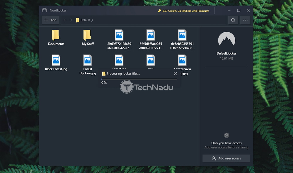 NordLocker Processing Files
