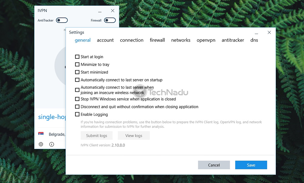 IVPN UI General Settings