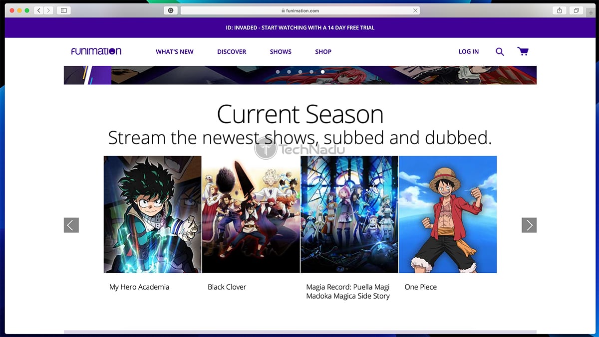 Funimation Now Website