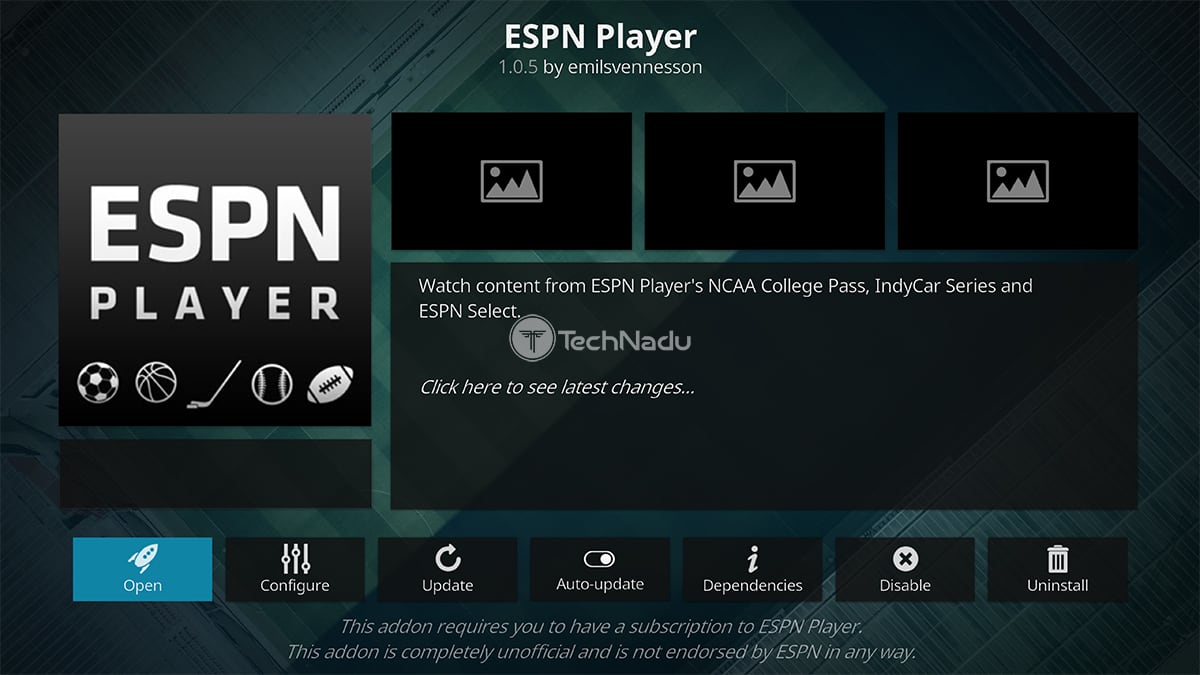 Complemento de Reproductor Kodi de ESPN