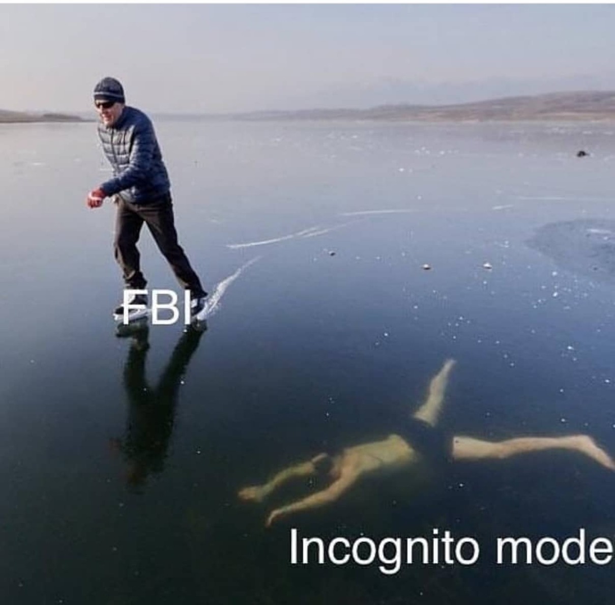 Meme depicting misconceptions about incognito mode