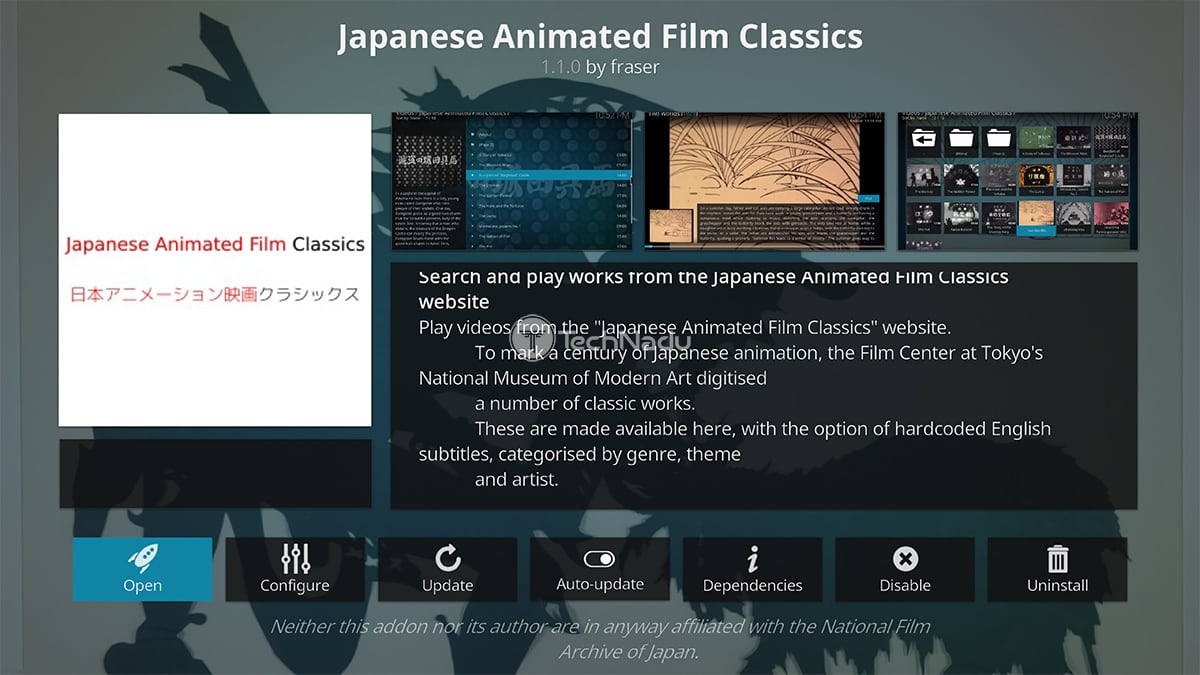 Japanse Animated Film Classics Kodi Addon