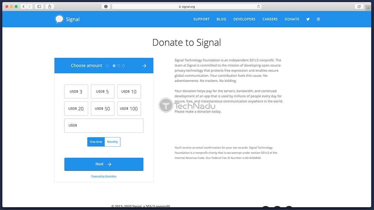 Link to Signal Donation Page