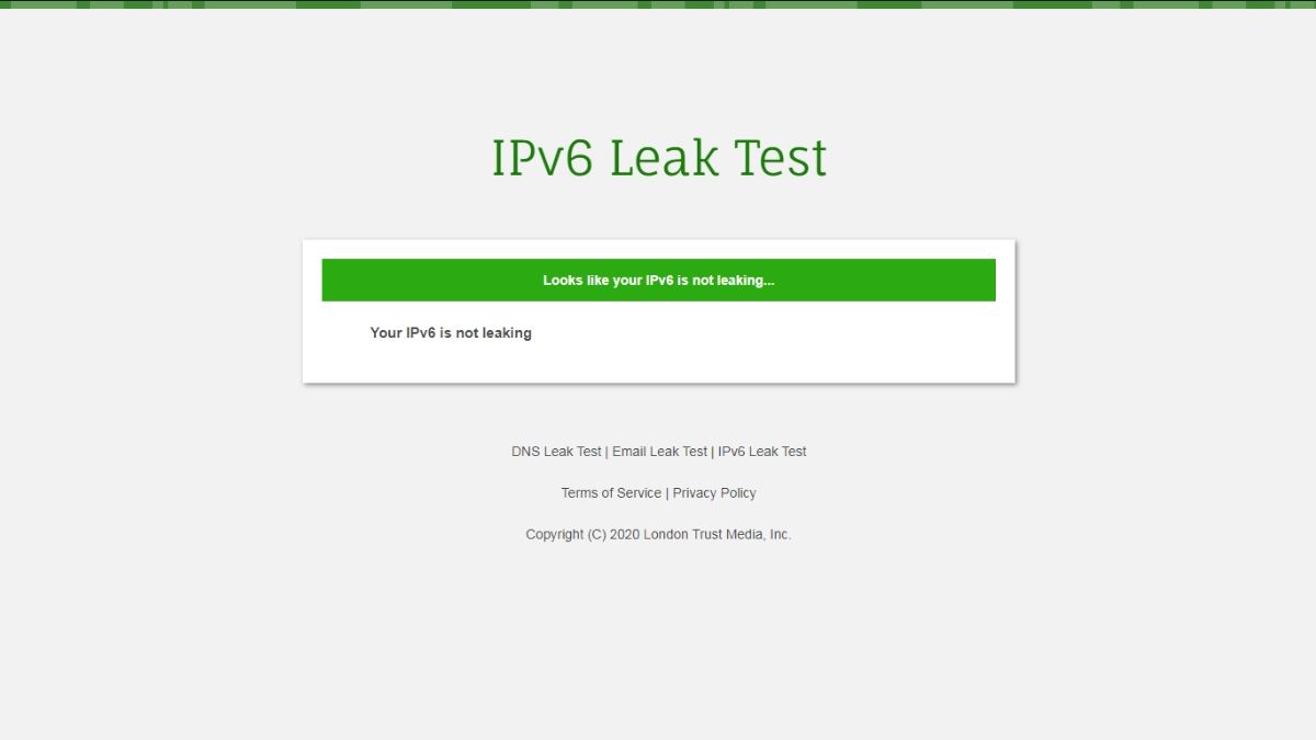using IPv6 Leak Test to check for VPN leaks.