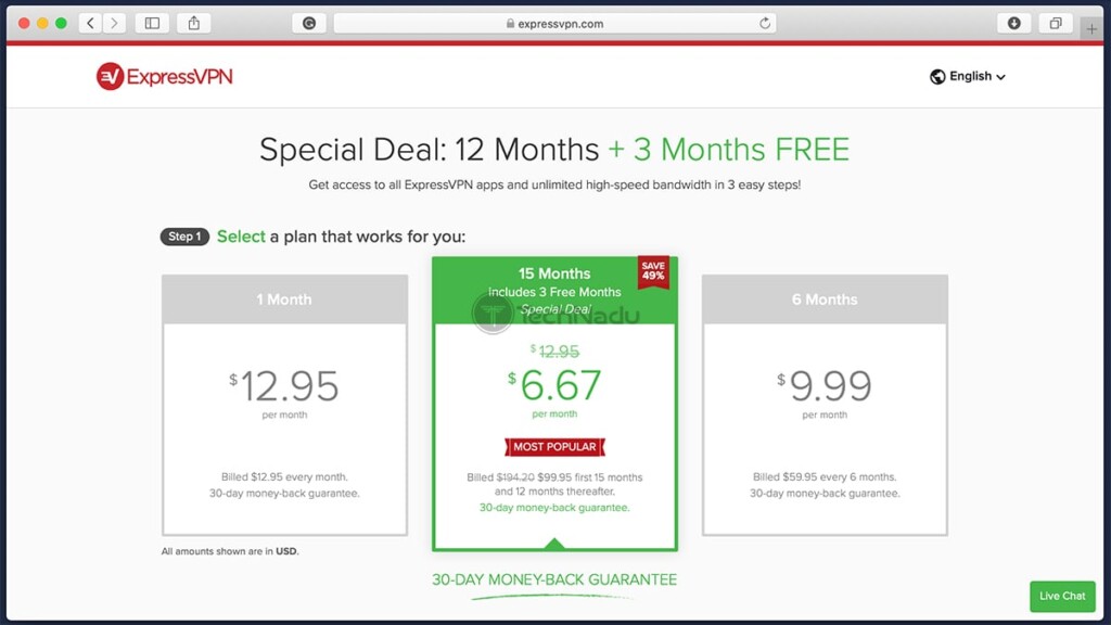 Link to ExpressVPN Pricing Page
