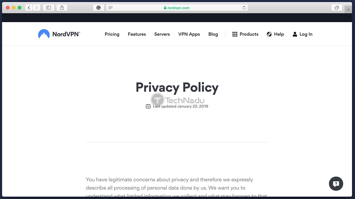 NordVPN Privacy Policy Page