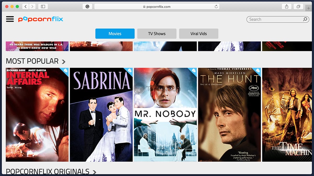 Popcornflix Homepage