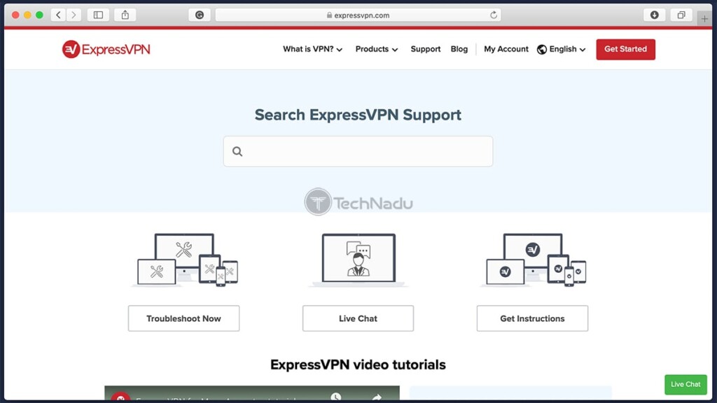 Support Section on ExpressVPN Website