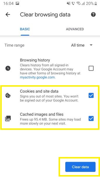 How to delete cookies in Chrome on Android.