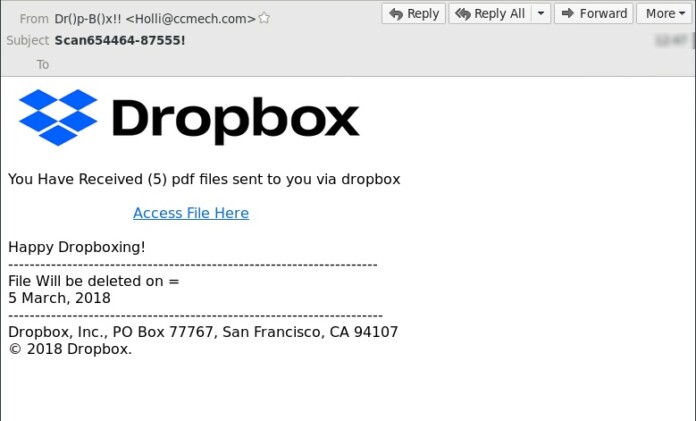 dropbox login email scam