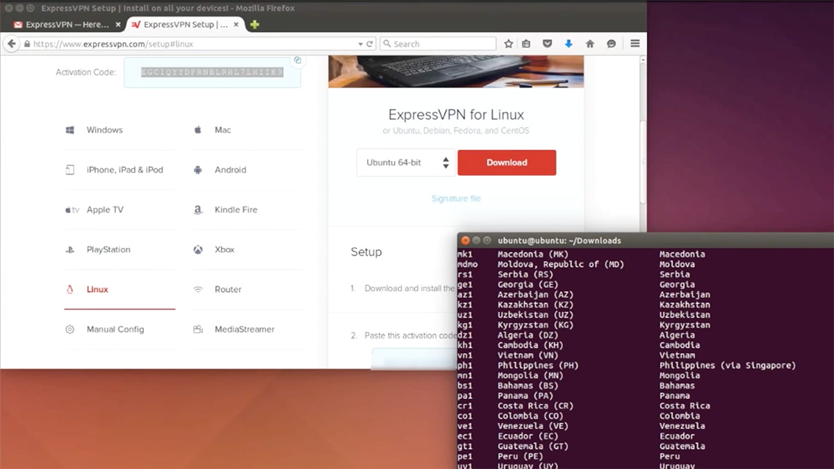 ExpressVPN Access Codes Linux