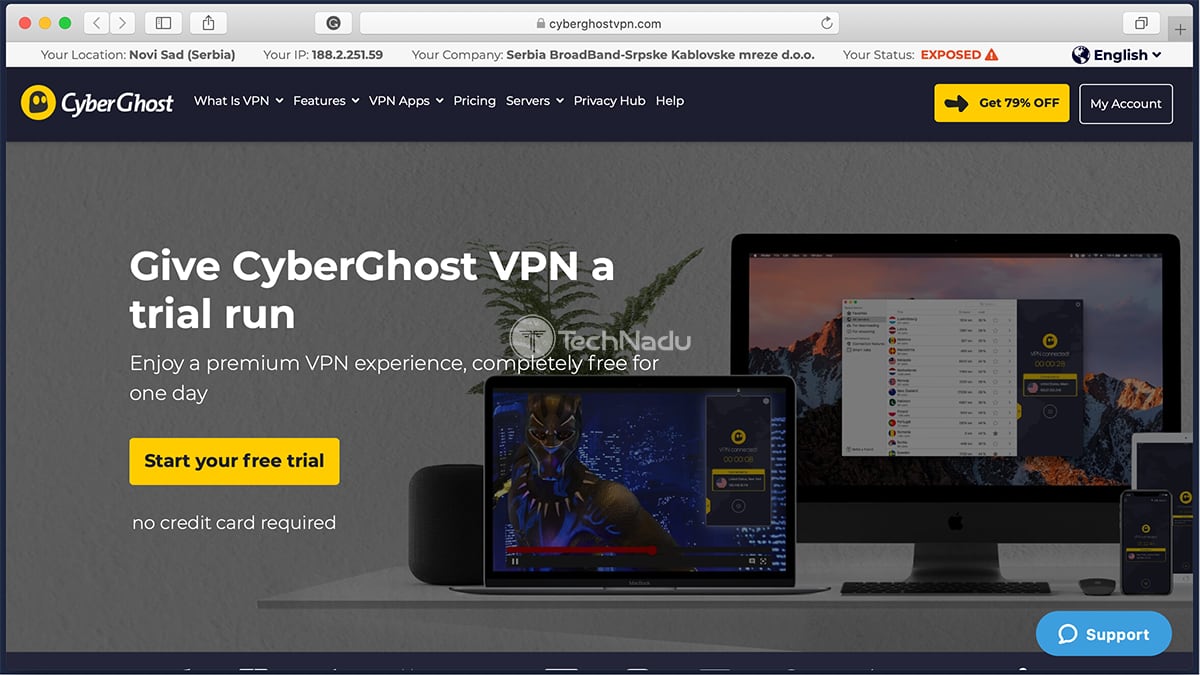 CyberGhost Free Trial Landing Page