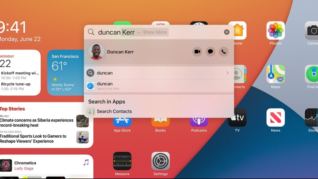 Universal Search iPadOS 14