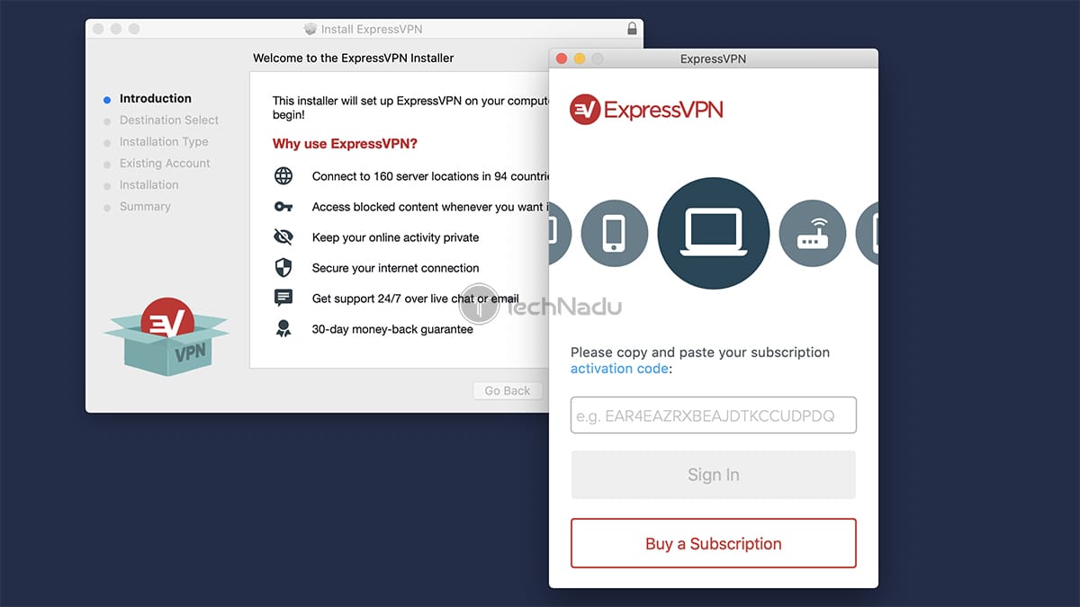 Installation Screen of ExpressVPN on Mac