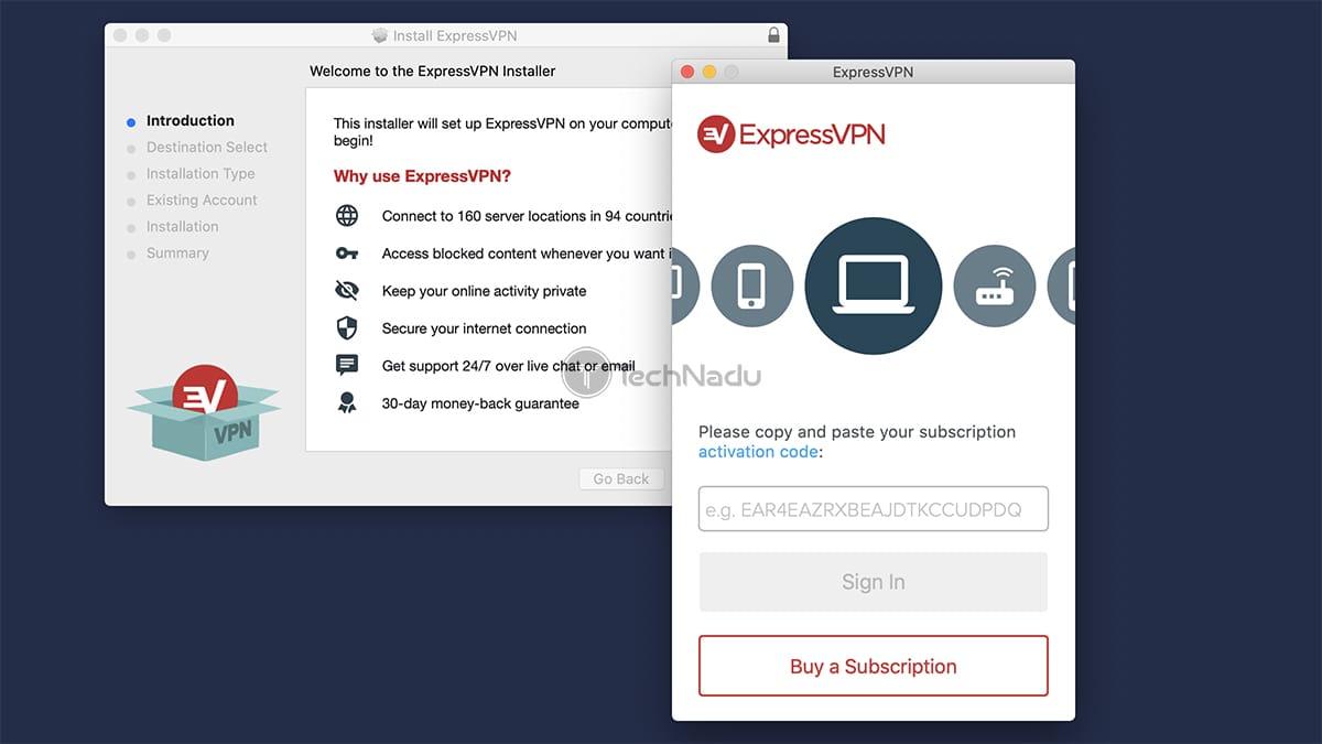 installatiescherm van ExpressVPN op Mac