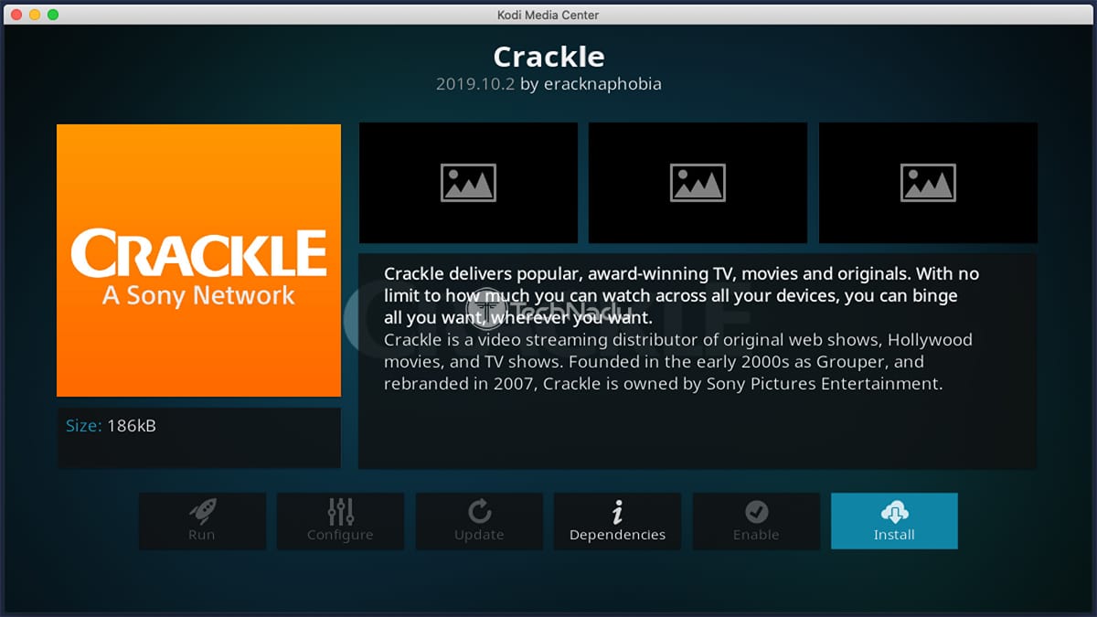 Installing Crackle via Kodi