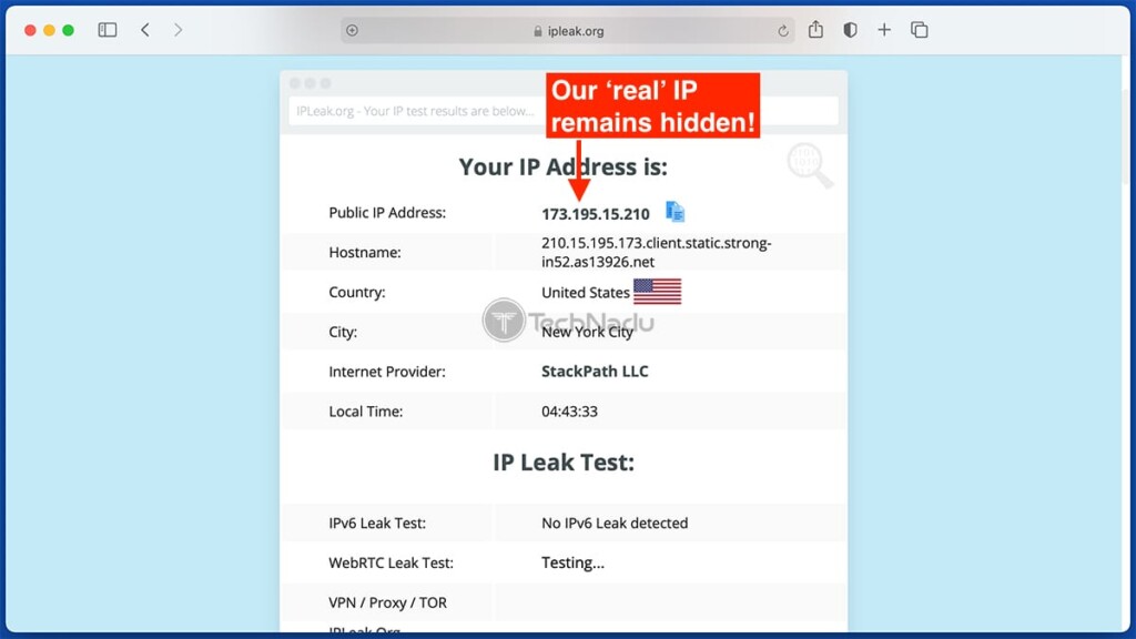 No IP Leaks Detected IPVanish