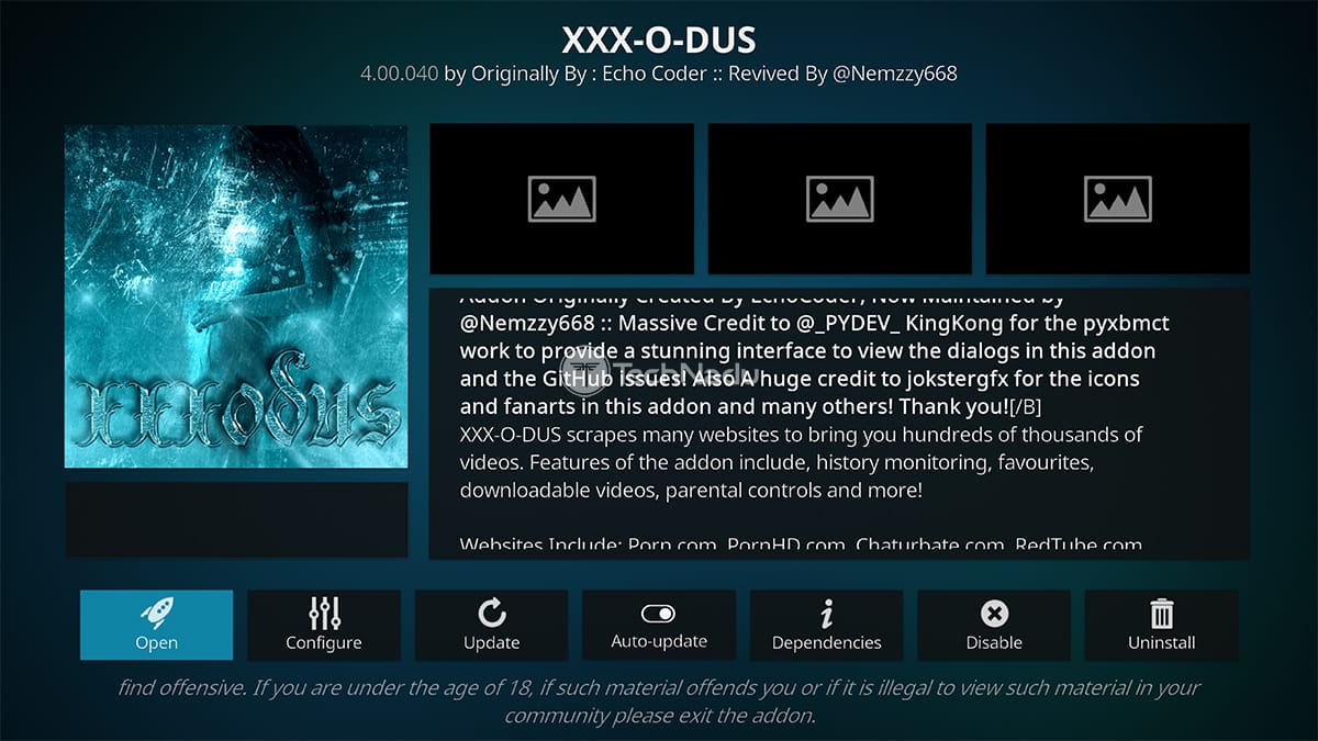 XXXODUS Porn Kodi Addon