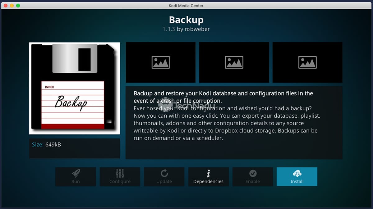 Backup Kodi Script Overview