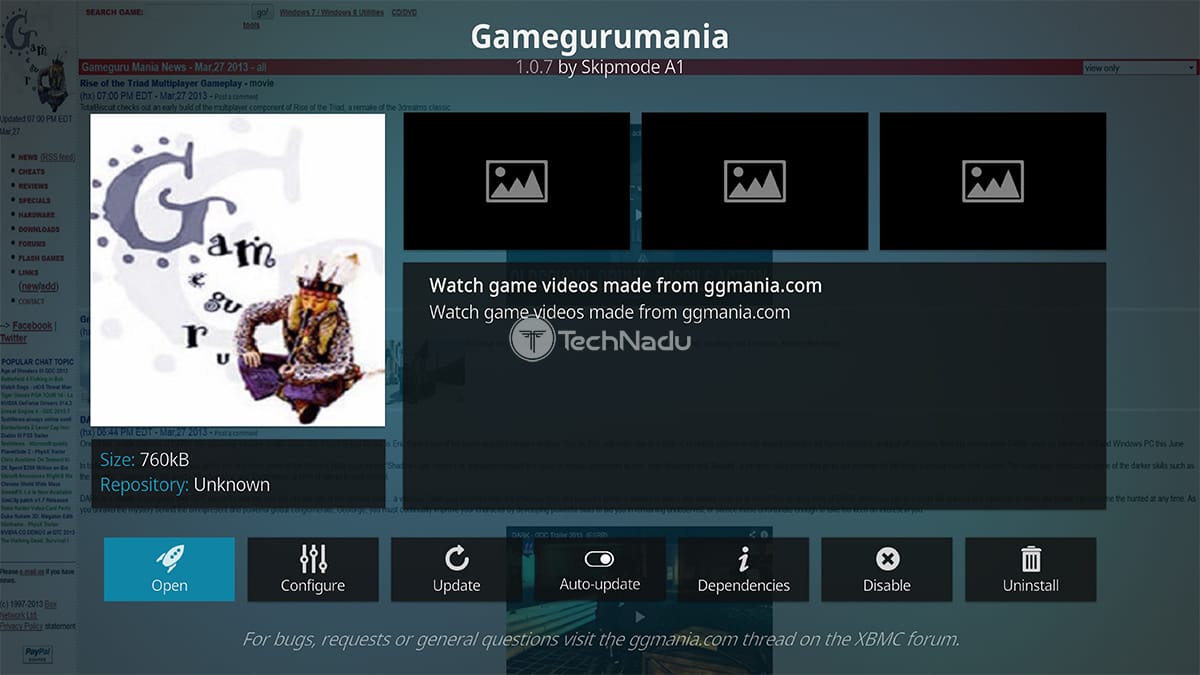 GameguruMania Kodi Addon Overview